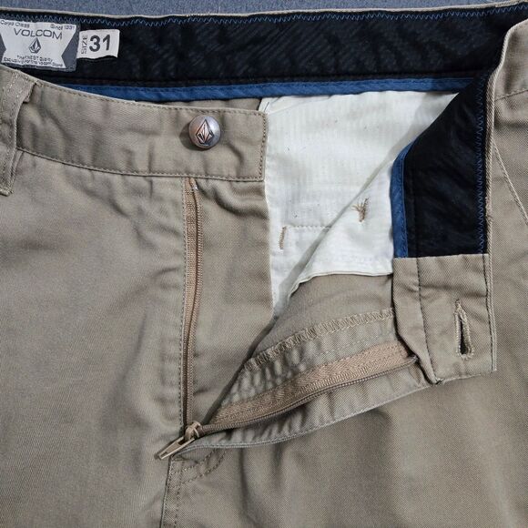 Volcom Men 31 Tan 10.5" Inseam Chino Flat Front Skater Shorts - Picture 4 of 13